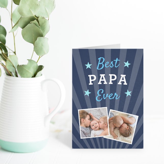 Best Papa Ever | Father's Day Photo Card (Custom photo Father's Day card for Papa)