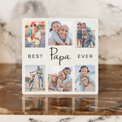 Best Papa Ever Fathers Day Photo Collage Plaque