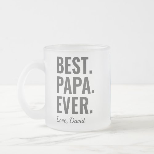 Best Papa Ever Fathers Day Photo Frosted Glass Coffee Mug