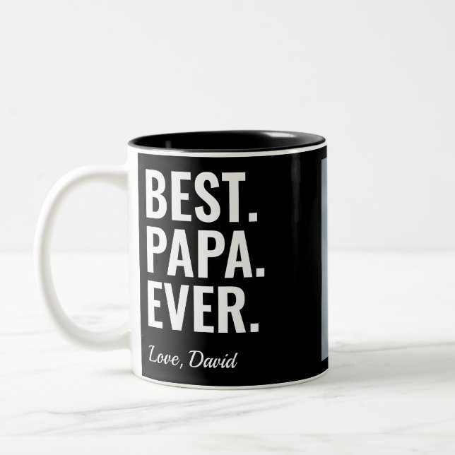 Best. Papa. Ever. Father's Day Photo Two-Tone Coff Two-Tone Coffee Mug (Left)