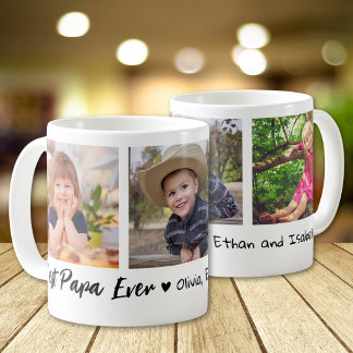 Best Papa Ever Grandchildren 3 Photo Collage   Coffee Mug