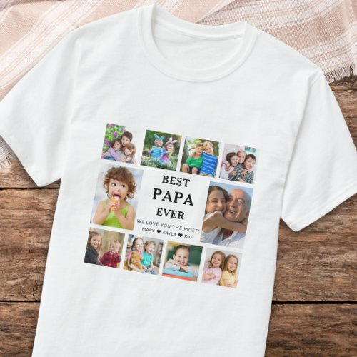 Best Papa Ever Grandkids 10 Photo Collage T-Shirt