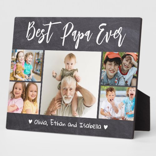 Best Papa Ever Grandkids 5 Photo Chalkboard Plaque