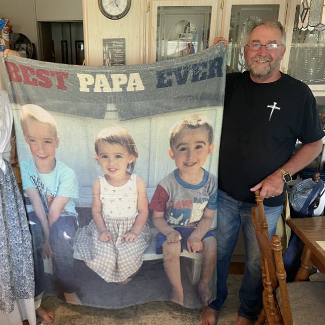 Best Papa Ever Grandkids Photo Father's Day Fleece Blanket (My husband loves his custom grandkids photo fleece blanket!)