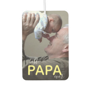 Best Papa Ever Grandpa and Baby Modern Handwriting Air Freshener