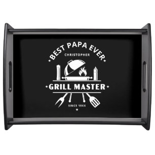 Best Papa Ever Grill Master Black & White Custom  Serving Tray