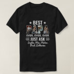 Best Papa Ever Just Ask Grandkids Custom Photo T-Shirt<br><div class="desc">Celebrate the amazing bond between Grandpa and his grandkids with the Best Papa Ever Ask Grandkids Personalized Photo T-Shirt. This heartfelt design features the phrase "Best Papa Ever, Just Ask" followed by his grandkids' names, making it a truly personal and meaningful gift. Add a special touch with a photo collage...</div>