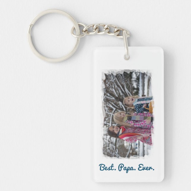 Best Papa Ever Love You Dad Photo Frame Effects Keychain (Front)