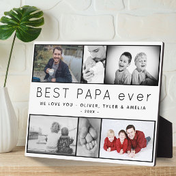 Best Papa Ever Modern 6 Photo Collage Father`s Day Plaque