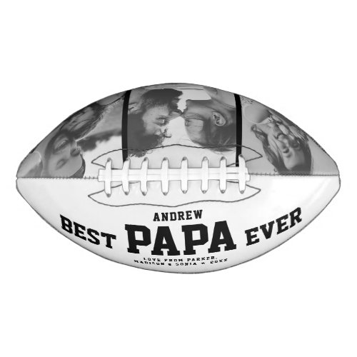 BEST PAPA EVER Modern Cool Black and White Football