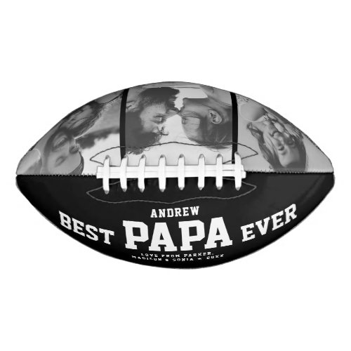 BEST PAPA EVER Modern Cool Black and White Trendy Football