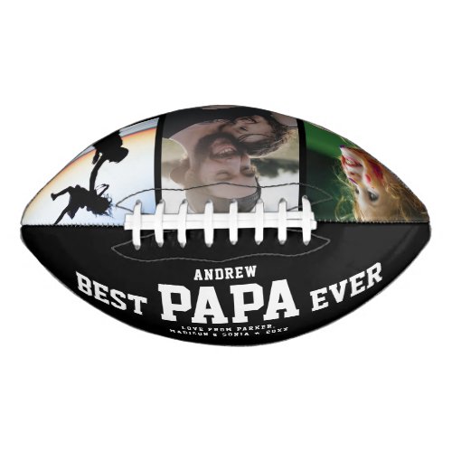 BEST PAPA EVER Modern Cool Color Photo Collage Football