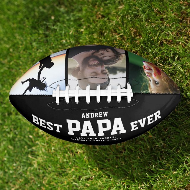 BEST PAPA EVER Modern Cool Color Photo Collage Football (Creator Uploaded)