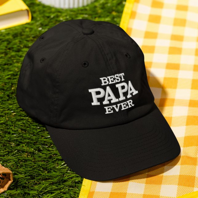Best Papa Ever Modern Typography Custom Embroidered Baseball Cap (Creator Uploaded)