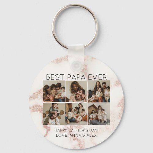 Best Papa Ever Multi_Photo Fathers Day Keychain