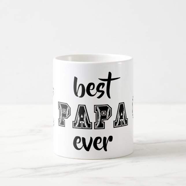 Best Papa Ever Personalized Baseball Theme Coffee Mug (Center)