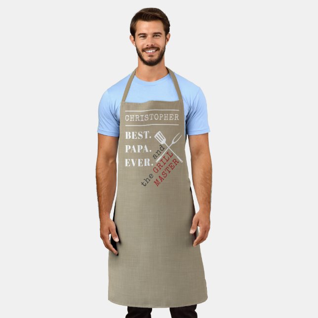 Best Papa Ever Personalized Grill Master Apron (Worn)
