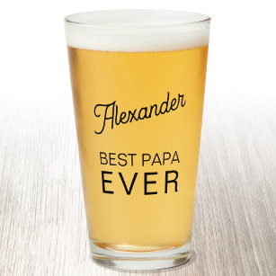 Best Papa Ever Personalized Name Beer Glass