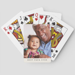 Best Papa Ever Personalized Photo Simple Grandpa Poker Cards