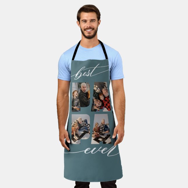 Best Papa Ever Photo Collage  Apron (Worn)