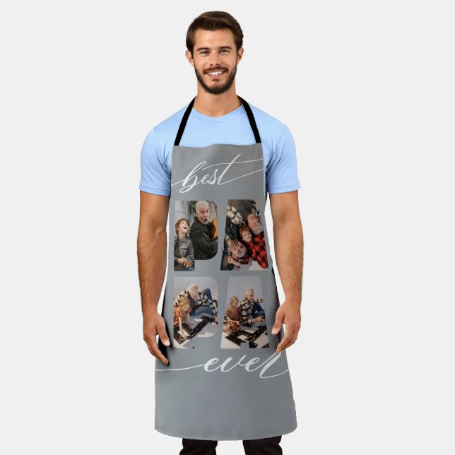 Best Papa Ever Photo Collage  Apron (Worn)