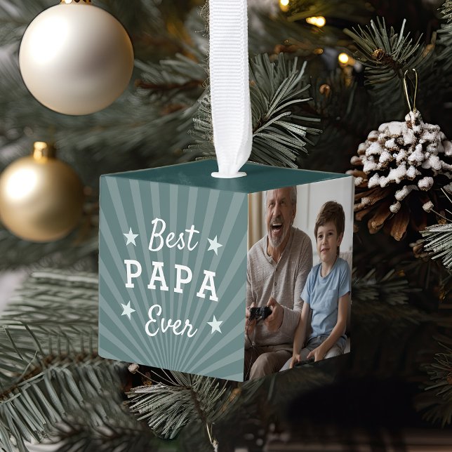 Best Papa Ever Photo Cube Ornament (Creator Uploaded)
