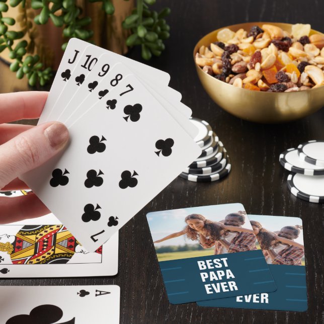 Best Papa Ever Photo Poker Cards (In Situ)