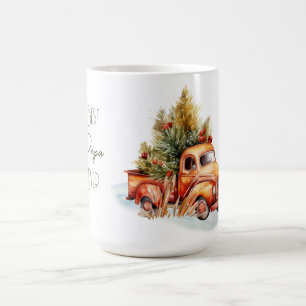 Best Papa Ever Retro Truck With Christmas Tree Coffee Mug