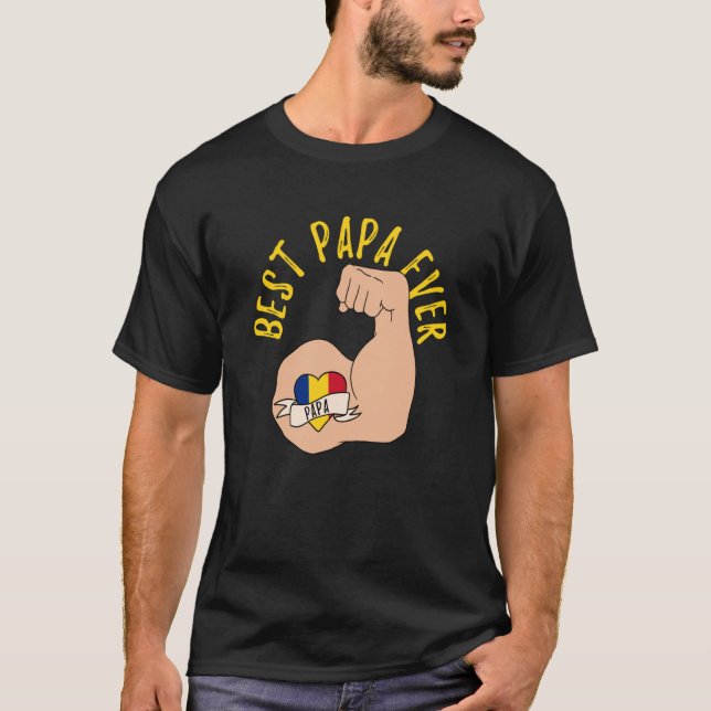 Best Papa Ever Romanian Dad Fathers Day T-Shirt (Front)