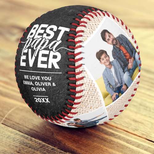 Best Papa Ever Rustic Fathers Day Photo Collage Baseball