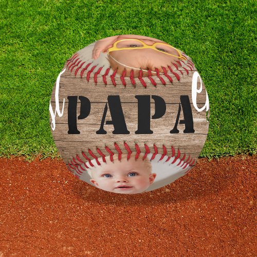 Best Papa Ever Rustic Wood 3 Photo Collage    Baseball
