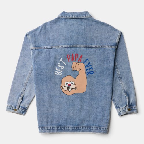 Best Papa Ever South Korean Dad Fathers Day  Denim Jacket