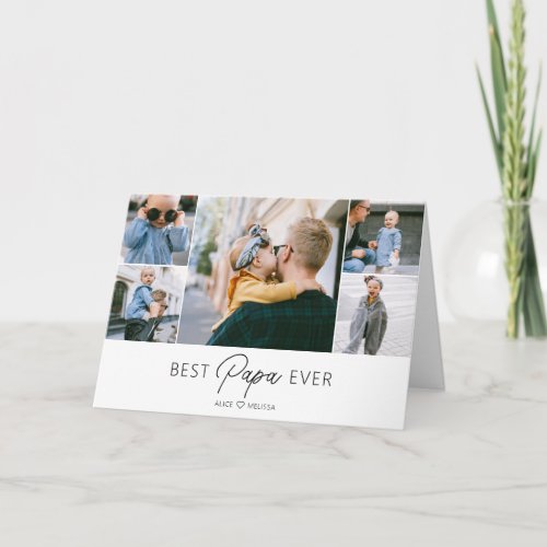 Best Papa Ever Stylish Script Photo Card