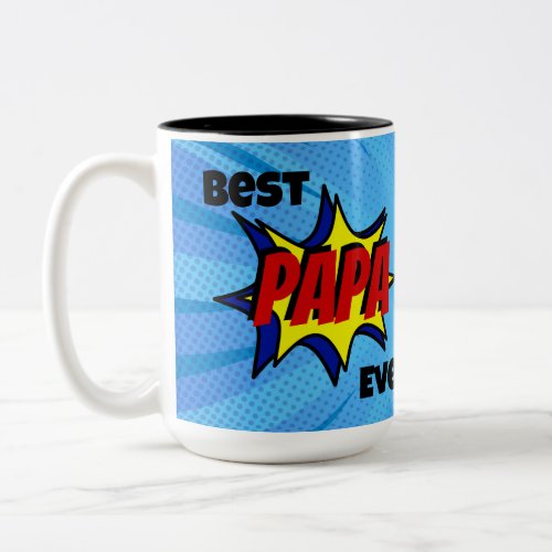 Best Papa Ever Superhero Grandparents Day Two_Tone Coffee Mug