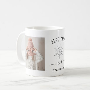 Best Papa Ever   Two Photo and Silver Snowflake Coffee Mug