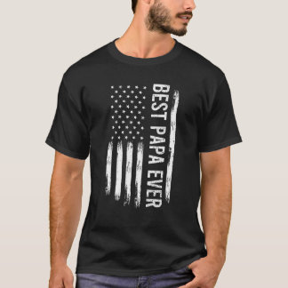 Best Papa Ever Vintage American Flag Dad Papa Fath T-Shirt