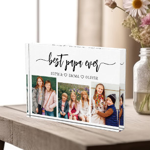 Best Papa Grandpa Grandchildren Photo Collage Block