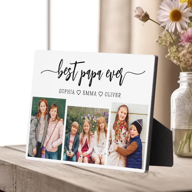 Best Papa Grandpa Grandchildren Photo Collage Plaque (Creator Uploaded)
