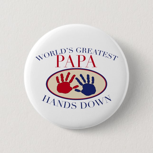 Best Papa Hands Down Pinback Button (Front)