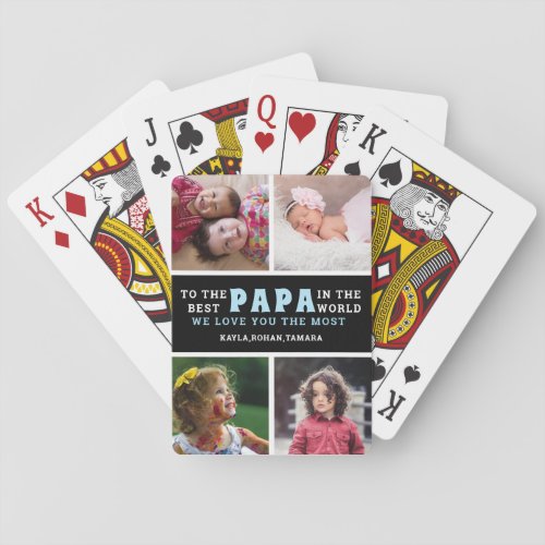 Best Papa In The World 4 Photo Collage Poker Cards