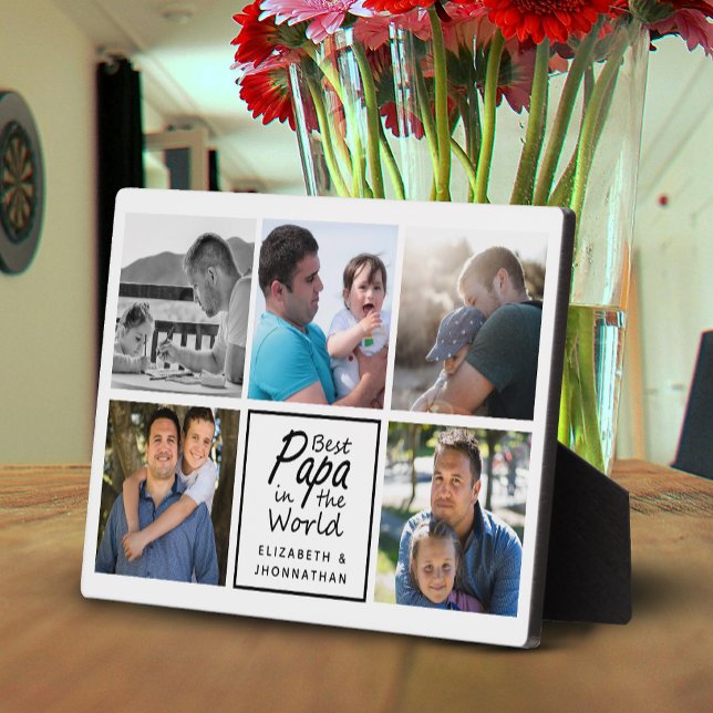 Best Papa in the World Father's Day Photo Collage Plaque (Creator Uploaded)