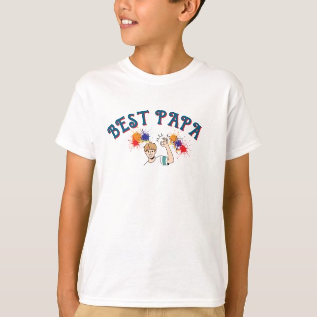 Best Papa" Kids' T-Shirt – Cute Boy Design  (Front)