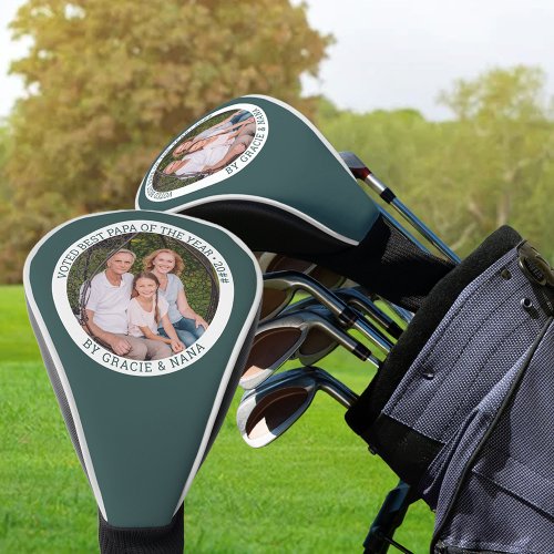 Best Papa of the Year Round Photo Green Golf Head Cover