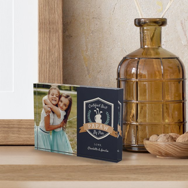 Best Papaw By Par | Golf Grandpa Photo Block (Creator Uploaded)