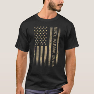 Best Papaw Ever American Usa Grunge Flag Father's  T-Shirt