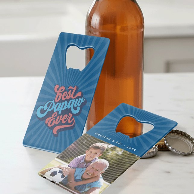 Best Papaw Ever | Custom Grandpa Photo Credit Card Bottle Opener (Creator Uploaded)