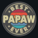 Best Papaw Ever Retro Vintage Grandpa Fathers Day Classic Round Sticker<br><div class="desc">A funny saying design for your grandpa from granddaughter, grandson, grandchildren, on father's day or christmas, birthday, grandparents day, Anniversary, or any other Occasion. show how much grandpa is loved and appreciated. A retro and Vintage Grandpa design that says "Best Papaw Ever", to show your grandad that he's the coolest...</div>