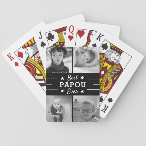 Best Papou Ever  Grandchildren Photo Collage Poker Cards