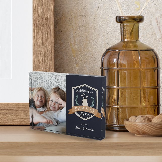 Best Pappou By Par | Golf Grandpa Photo Block (Creator Uploaded)