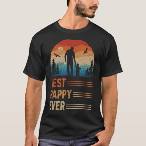 Best Pappy Ever Men Retro Vintage Sunset Decor Gra T_Shirt